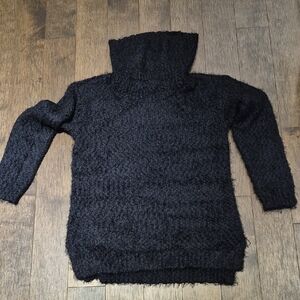 Kenneth Cole Black Textured Turtleneck Sweater
